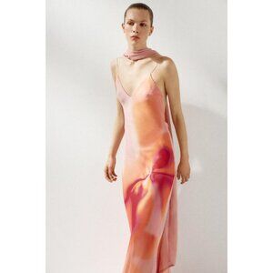 ZARA LONG PRINTED DRESS WITH SCARF